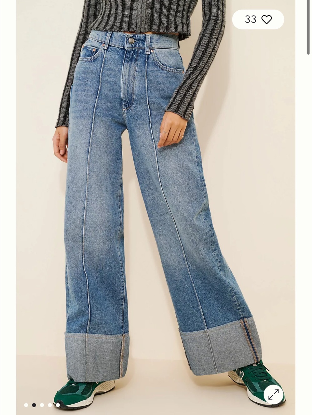 DL1961 Hepburn Wide-Leg Cuffed Jeans Size 24 - High Rise 32”